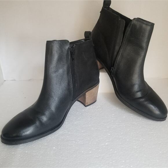 Crevo Boots Womens 10 black Autumn Tassel Leather Ankle Side Zip Block Heel - Picture 6 of 14